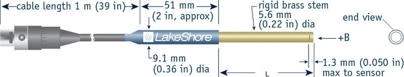 Brass Stem Axial Probe for Model 410 Gaussmeter