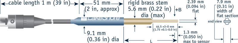 Brass Stem Transverse Probe for Model 410 Gaussmeter