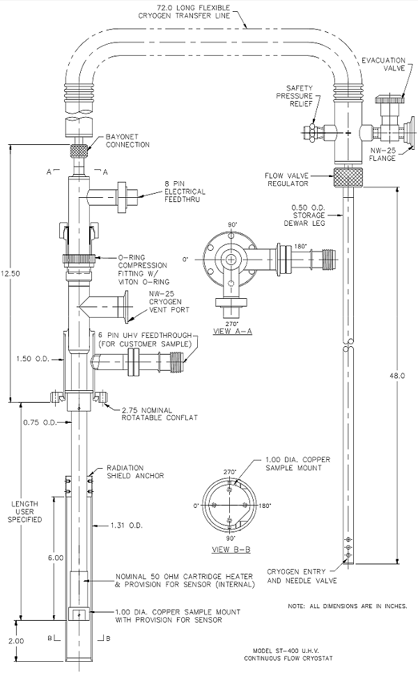 ST-400 Ultra High Vacuum Supertran Cryostat