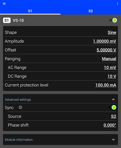 VS_screen VS-10 module options